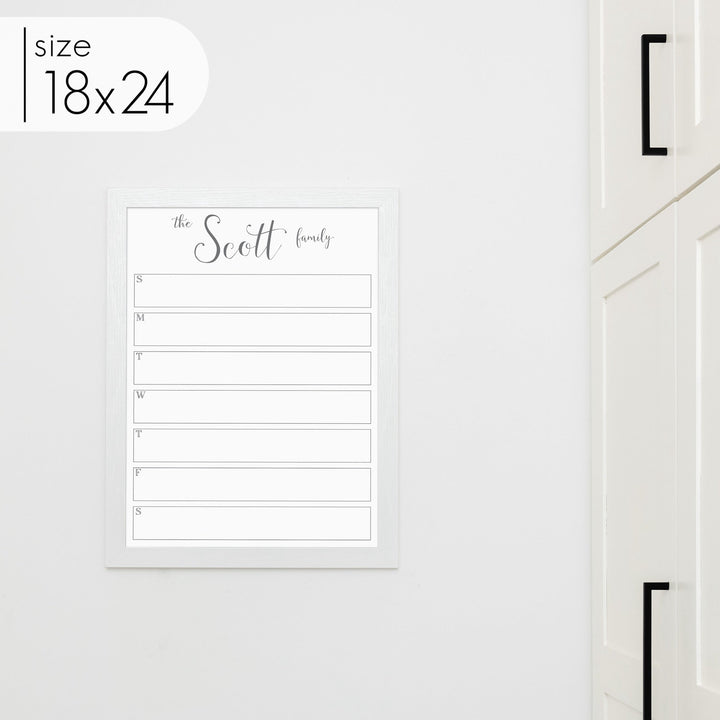 Weekly Framed Whiteboard Calendar | Vertical Knope