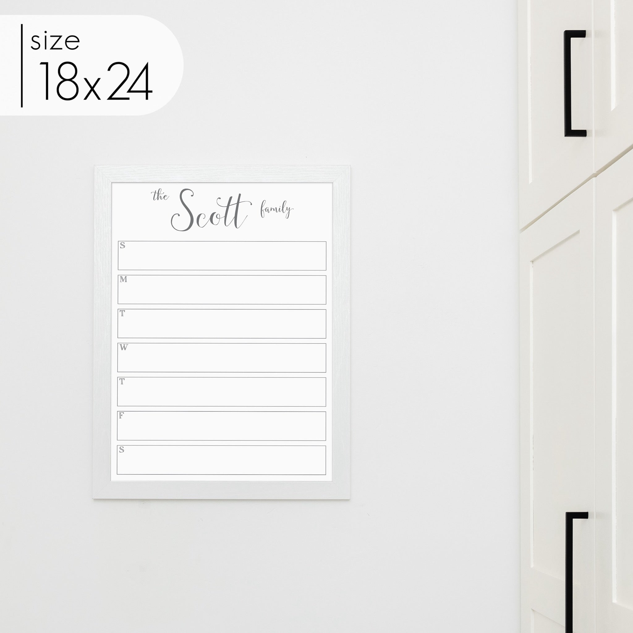 Weekly Framed Whiteboard Calendar | Vertical Knope