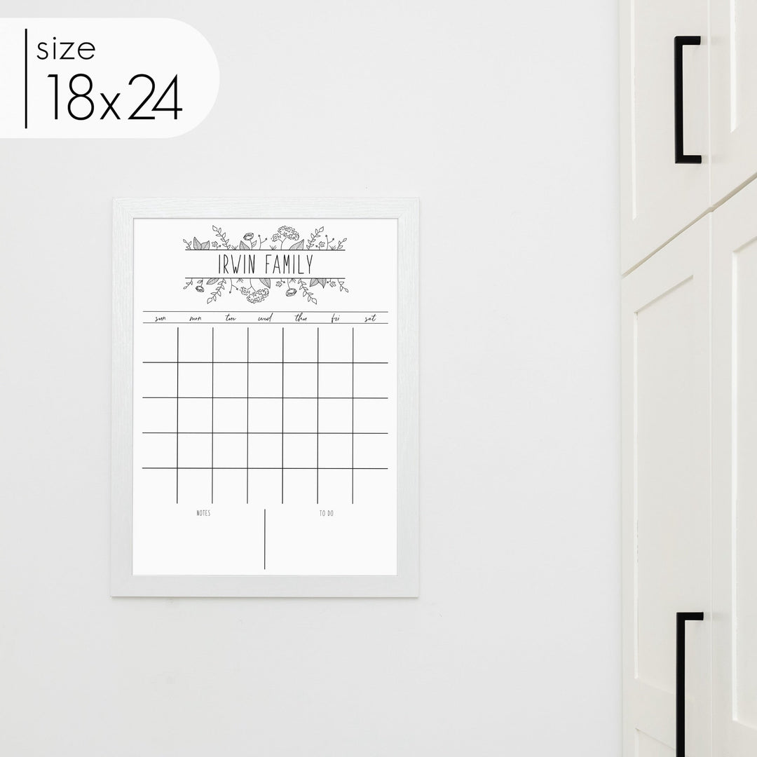 Monthly Framed Whiteboard Calendar + 2 sections | Vertical Lucy