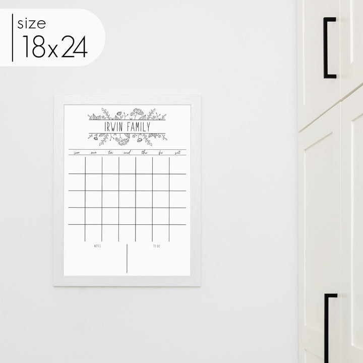 Monthly Framed Whiteboard Calendar + 2 sections | Vertical Lucy