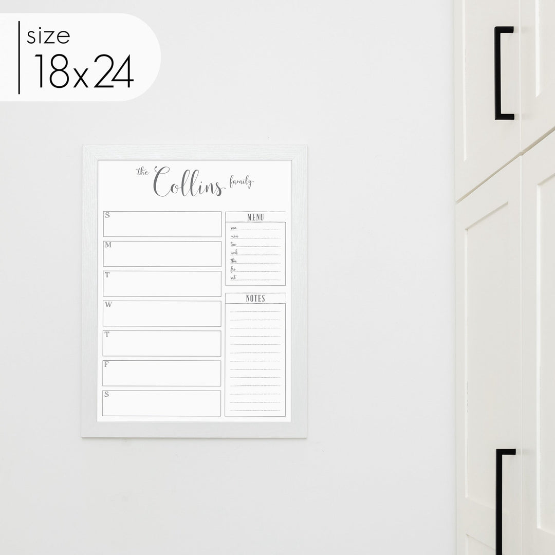 Weekly Framed Whiteboard Calendar + 2 sections | Vertical Knope
