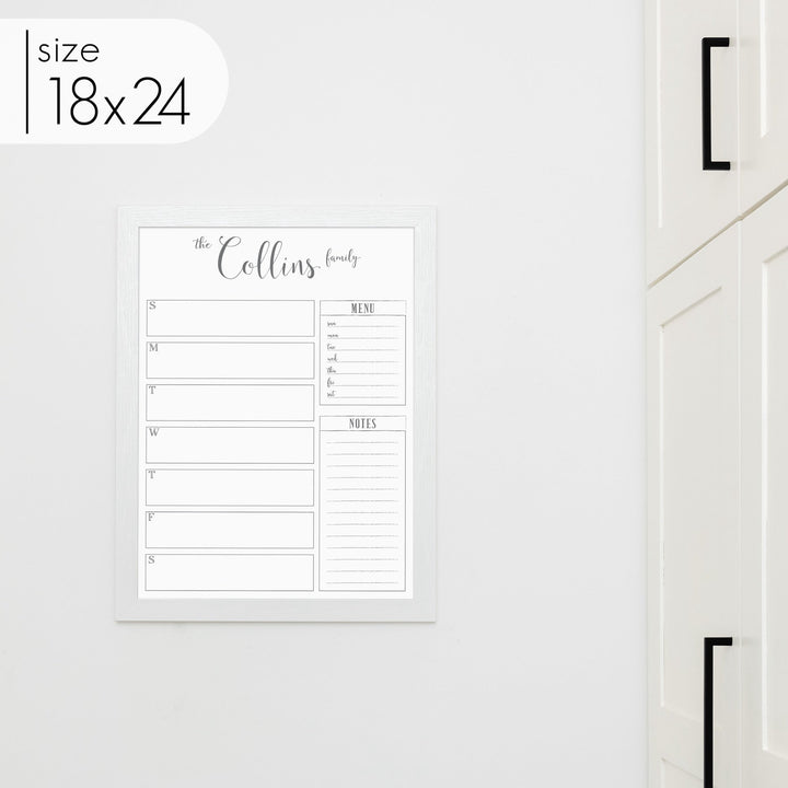 Weekly Framed Whiteboard Calendar + 2 sections | Vertical Knope