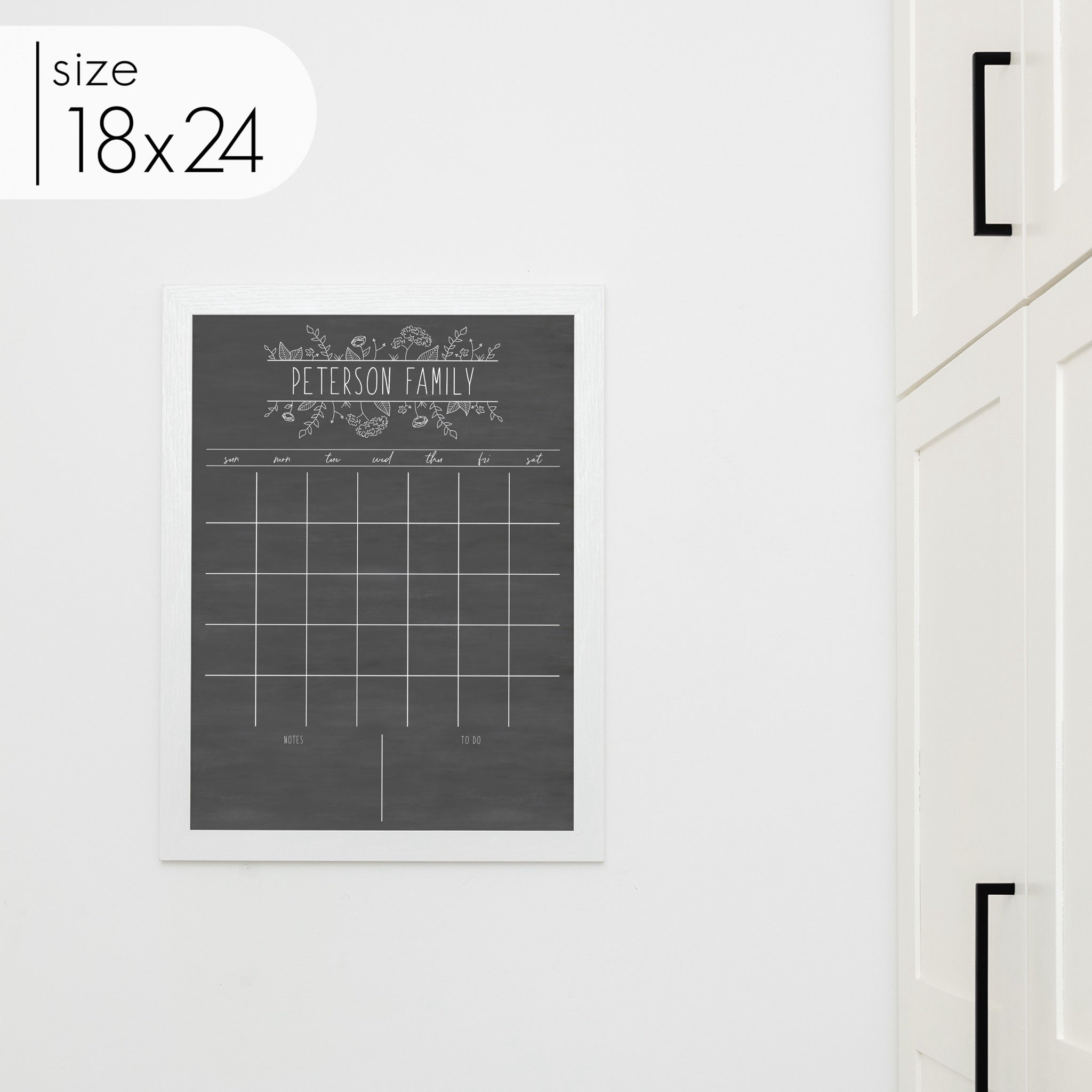 Monthly Framed Chalkboard Calendar + 2 sections | Vertical Lucy