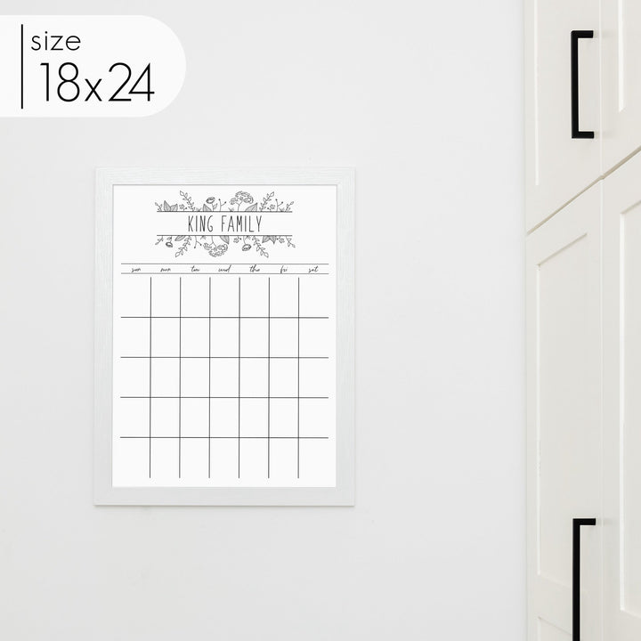 Monthly Framed Whiteboard Calendar | Vertical Lucy