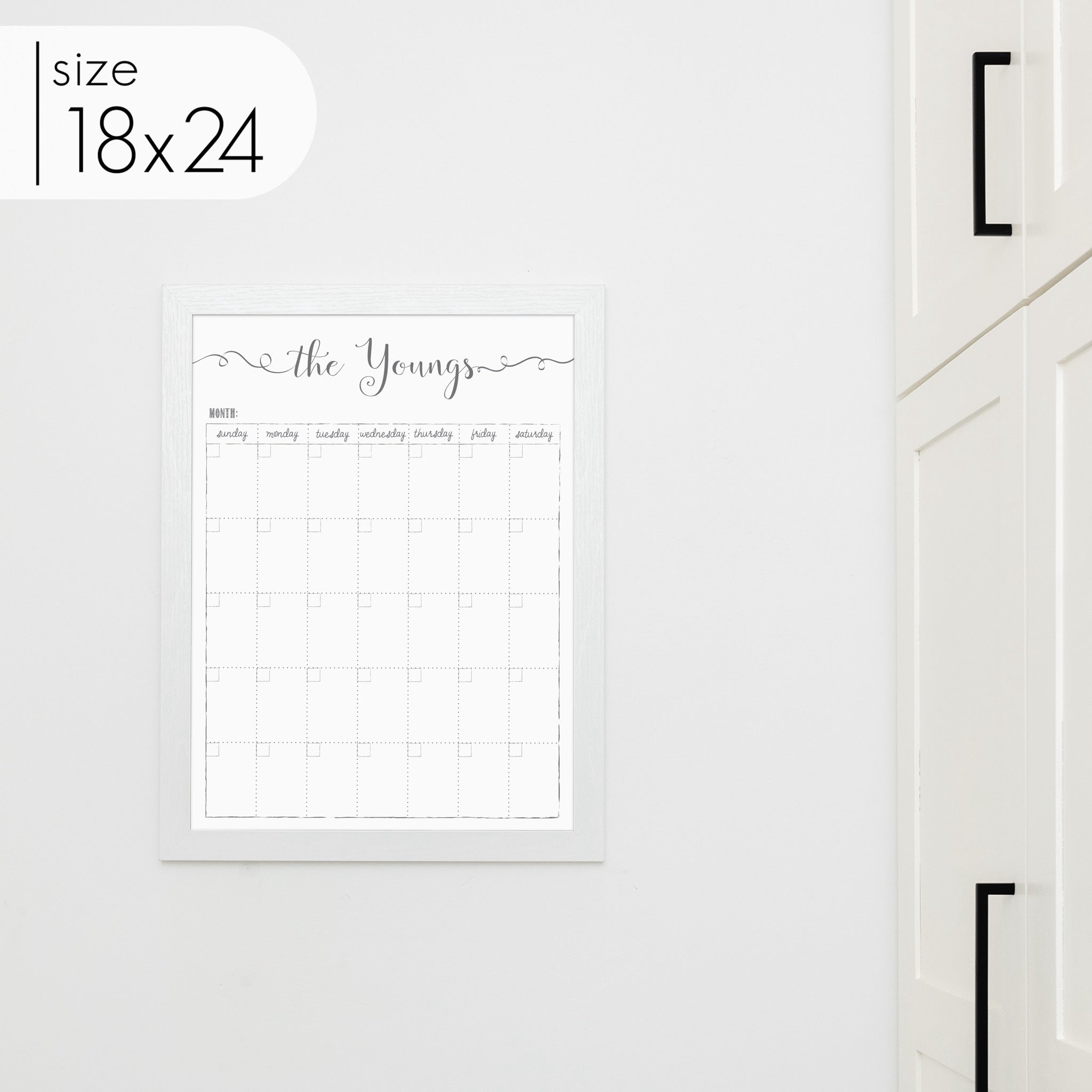 Monthly Framed Whiteboard Calendar | Vertical Knope