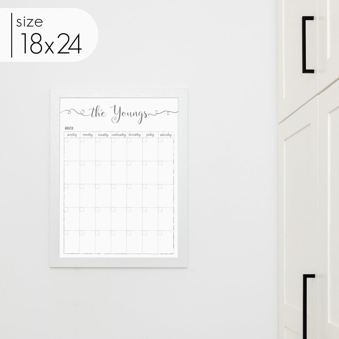 Monthly Framed Whiteboard Calendar | Vertical Knope