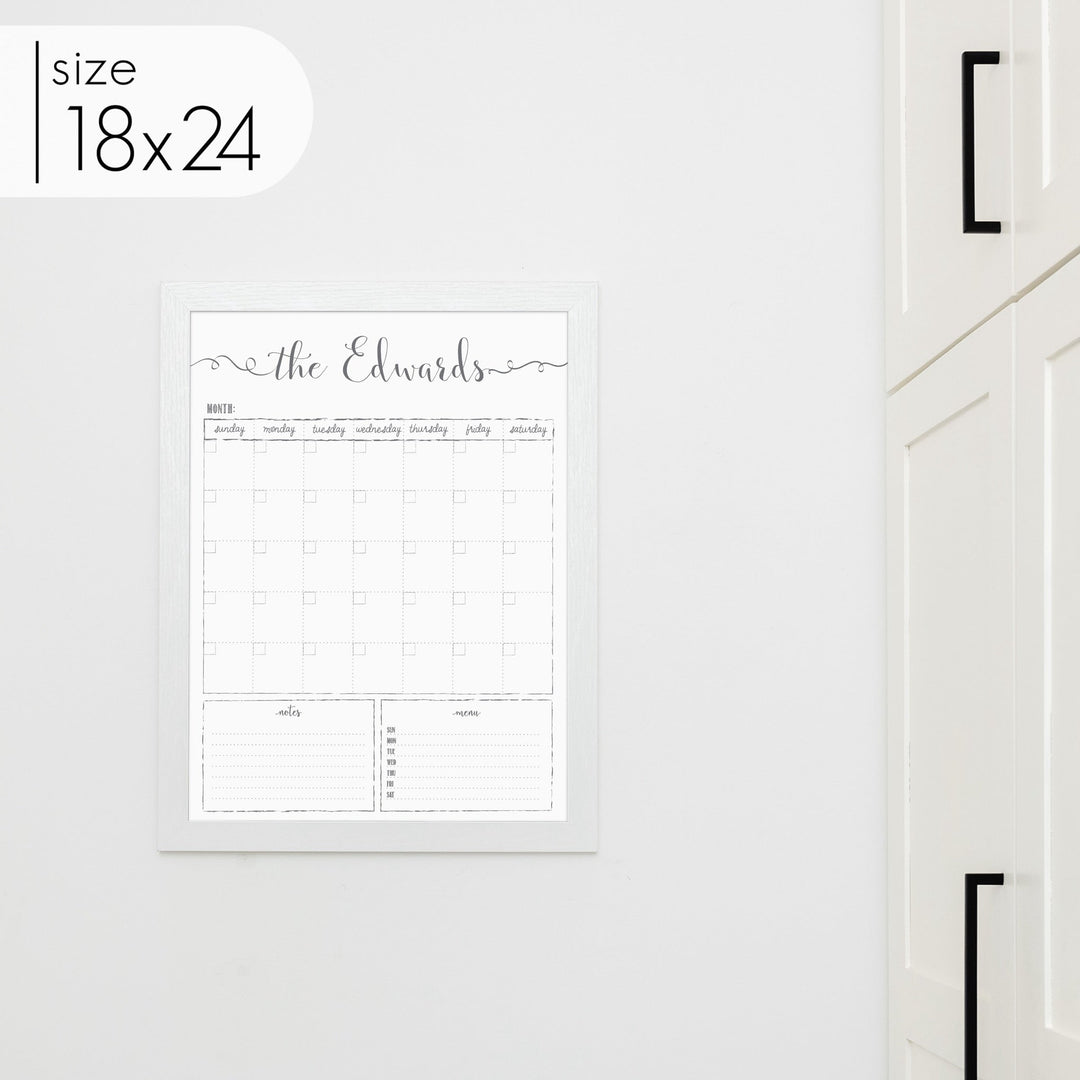 Monthly Framed Whiteboard Calendar + 2 sections | Vertical Knope