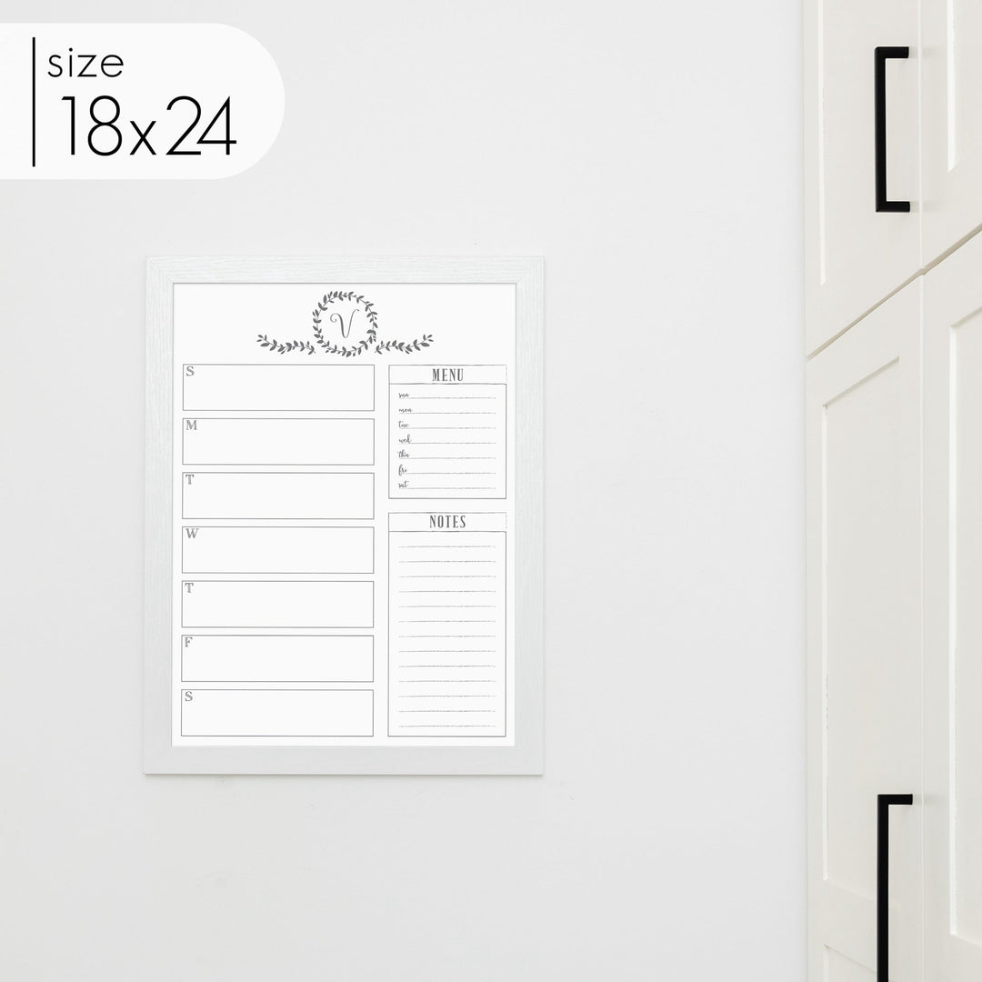 Weekly Framed Whiteboard Calendar + 2 sections | Vertical Donna
