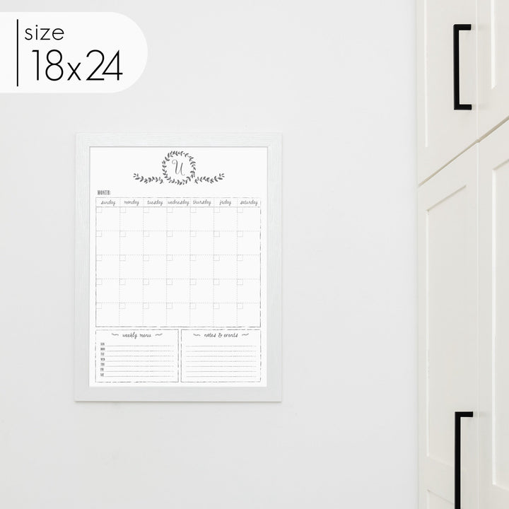 Monthly Framed Whiteboard Calendar + 2 sections | Vertical Donna