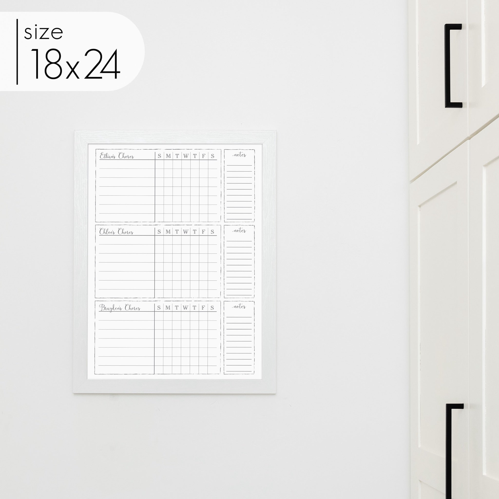 Week & Month Combo Framed Whiteboard + 6 sections | Horizontal Swanson
