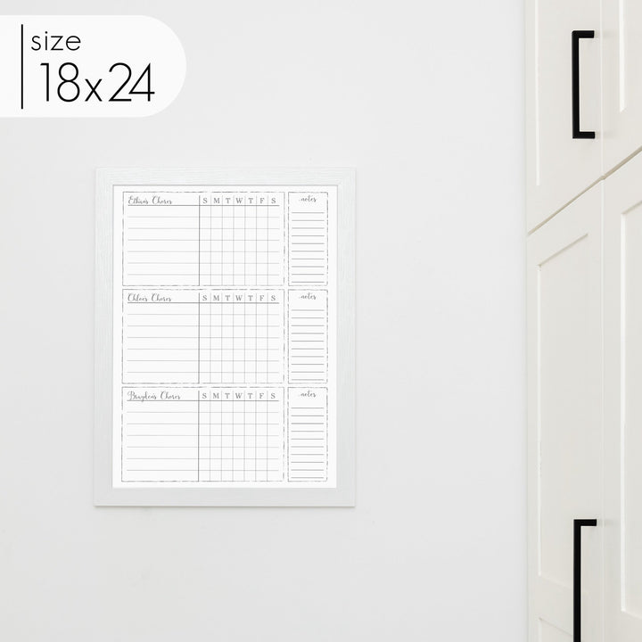 Week & Month Combo Framed Whiteboard + 6 sections | Horizontal Swanson