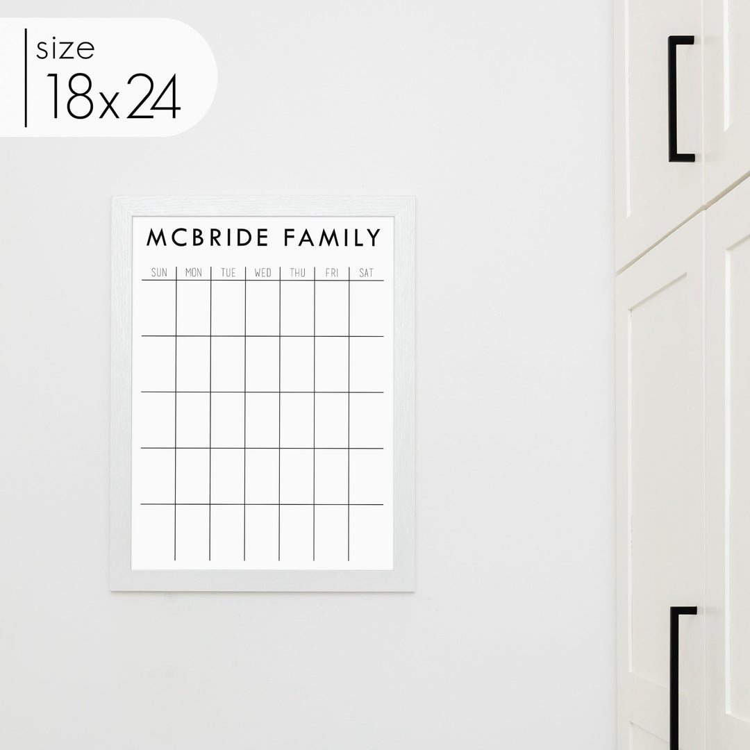 Monthly Framed Whiteboard Calendar | Vertical Madi