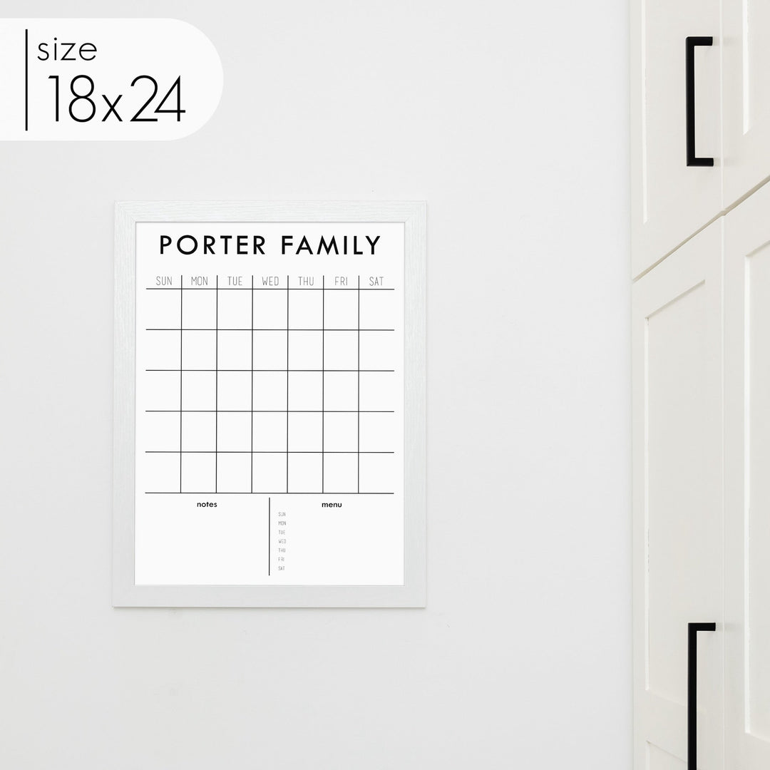 Monthly Framed Whiteboard Calendar + 2 sections | Vertical Madi