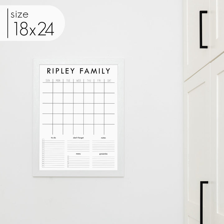 Monthly Framed Whiteboard Calendar + 5 sections | Vertical Madi