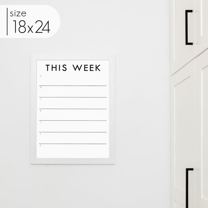 Weekly Framed Whiteboard Calendar + 3 sections | Horizontal Madi