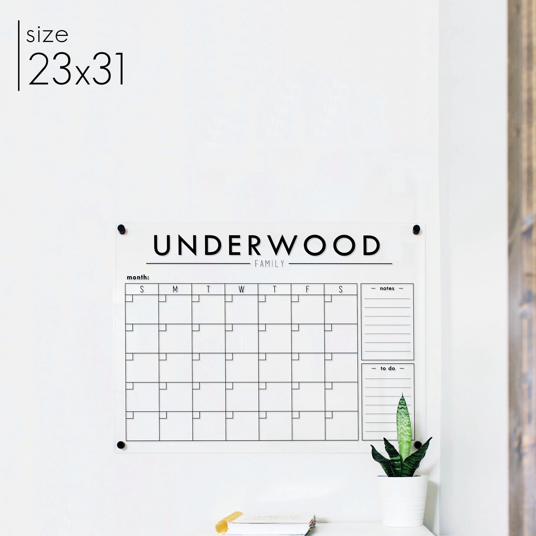 Monthly Acrylic Calendar + 2 Sections | Horizontal Craig