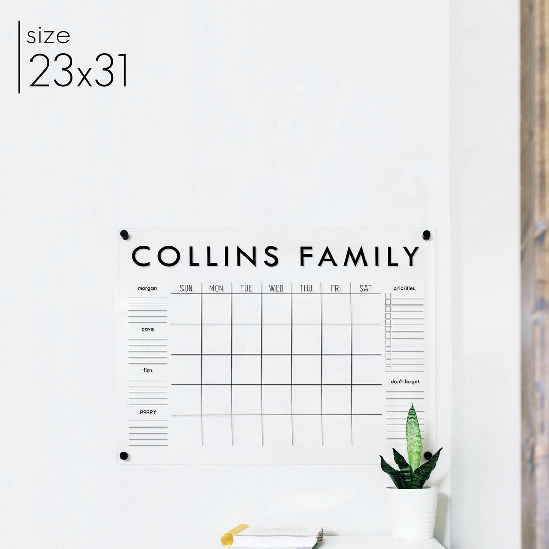 Monthly Acrylic Calendar + 6 Sections | Horizontal Madi
