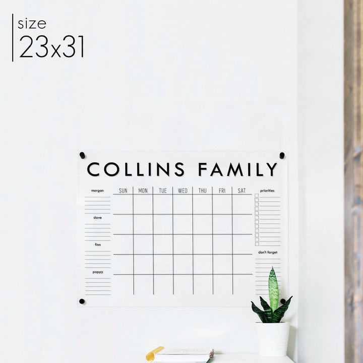 Monthly Acrylic Calendar + 6 Sections | Horizontal Madi