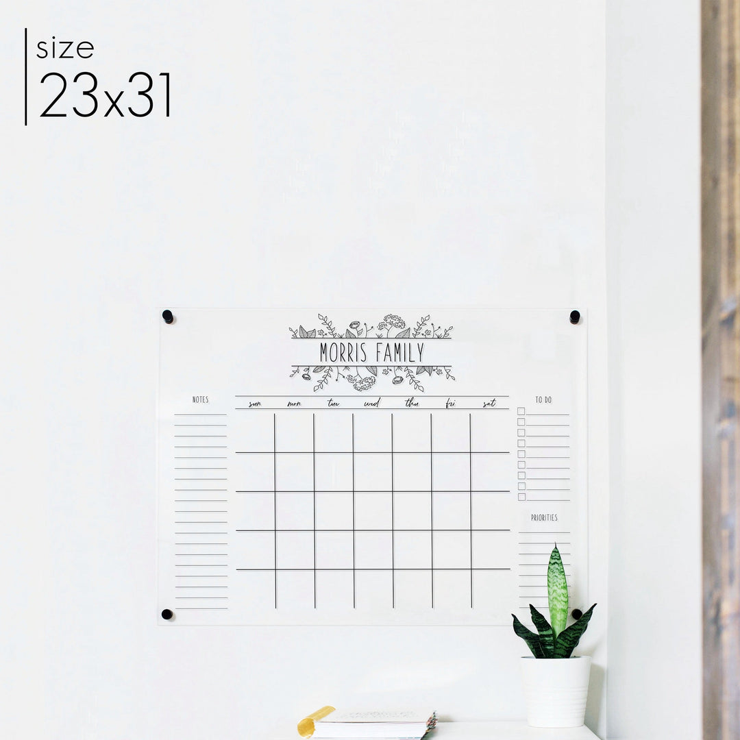 Monthly Acrylic Calendar + 3 Sections | Horizontal Lucy