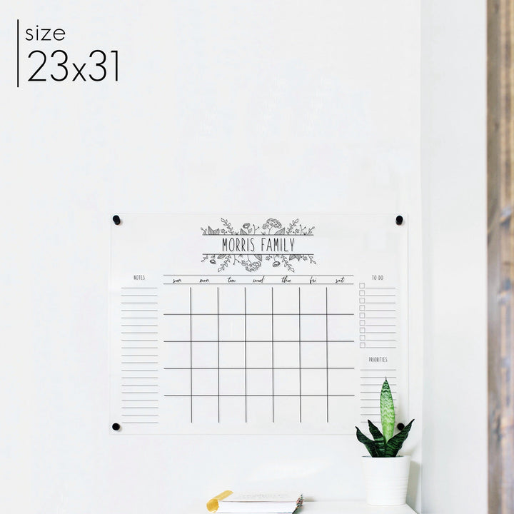 Monthly Acrylic Calendar + 3 Sections | Horizontal Lucy