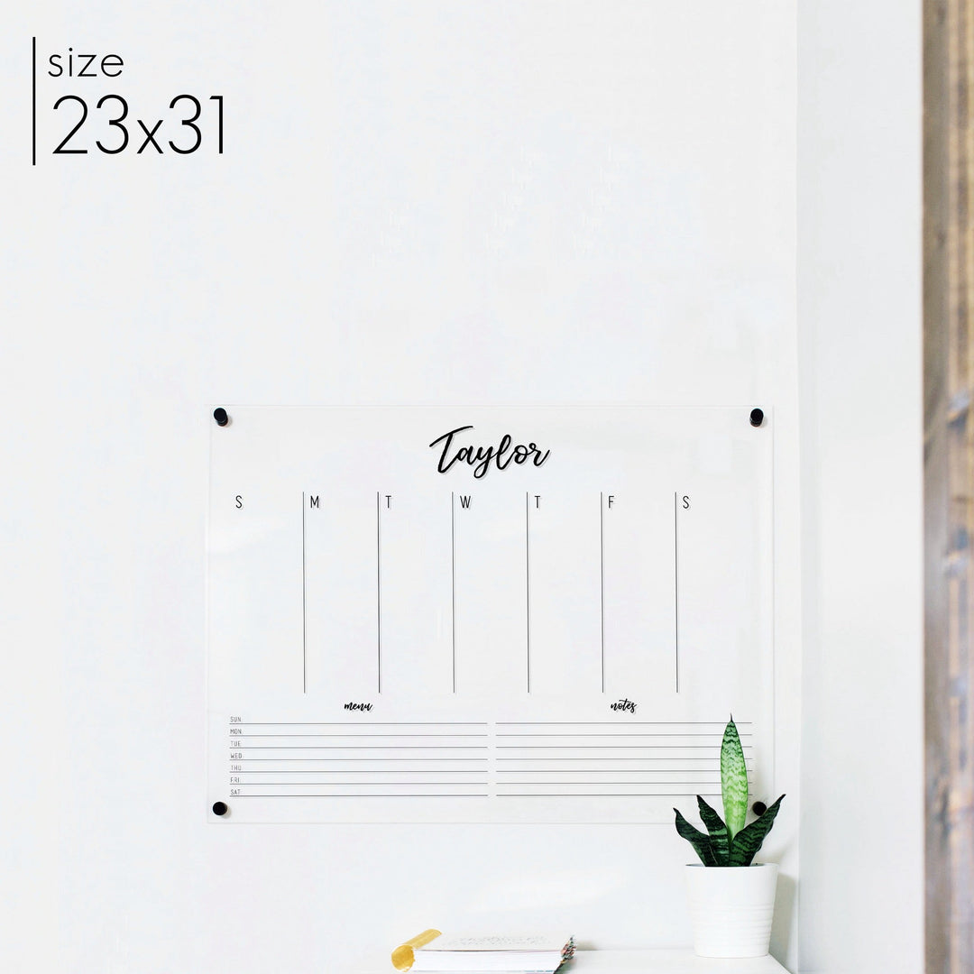 Weekly Acrylic Calendar + 2 Sections | Horizontal Traeger
