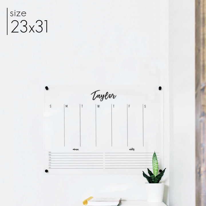 Weekly Acrylic Calendar + 2 Sections | Horizontal Traeger
