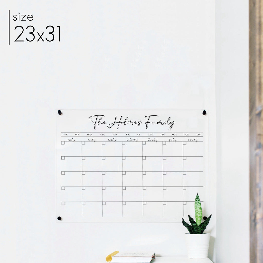 Monthly Acrylic Calendar | Horizontal Pennington