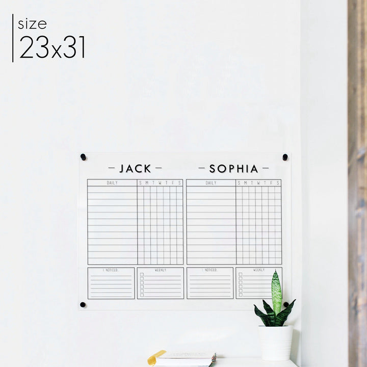2 Person Acrylic Chore Chart | Horizontal Craig