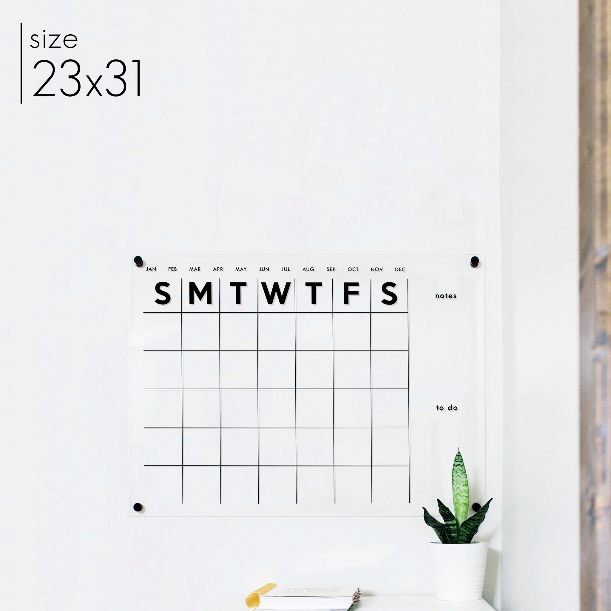 Monthly Acrylic Calendar + 2 Sections | Horizontal Minimalist