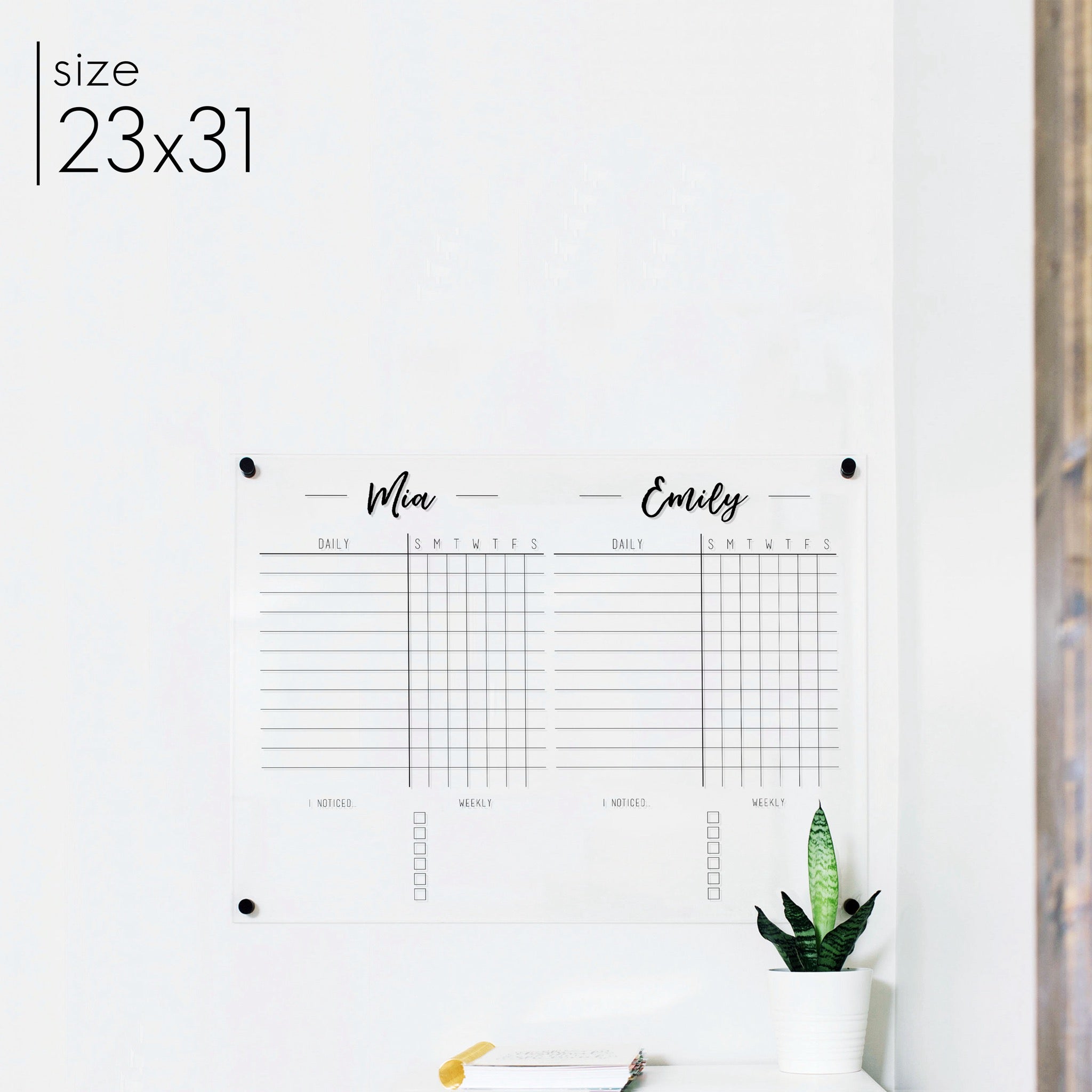 2 Person Acrylic Chore Chart | Horizontal Traeger
