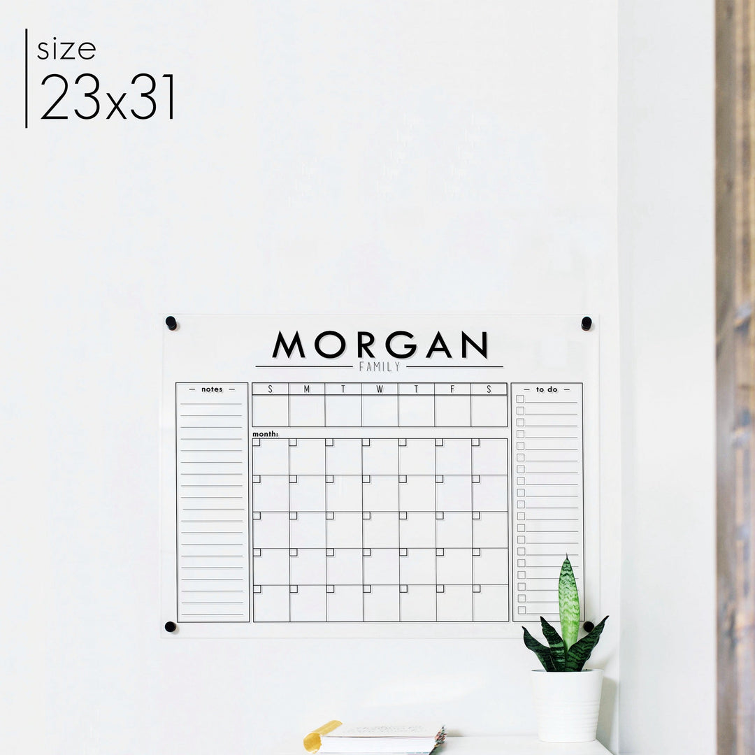 Week & Month Acrylic Calendar + 2 Sections | Horizontal Craig