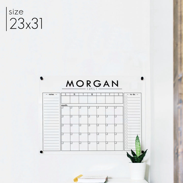 Week & Month Acrylic Calendar + 2 Sections | Horizontal Craig