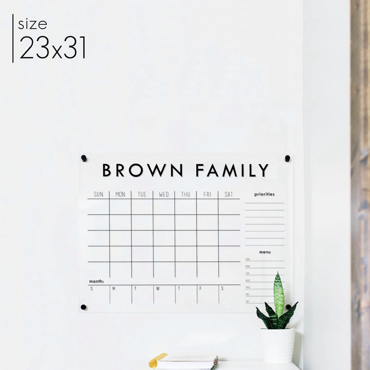 Week & Month Acrylic Calendar + 2 Sections | Horizontal Madi