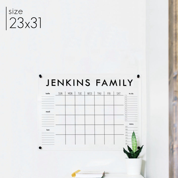 Monthly Acrylic Calendar + 5 Sections | Horizontal Madi
