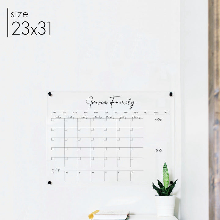 Week & Month Acrylic Calendar + 2 Sections | Horizontal Pennington