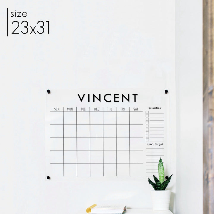 Monthly Acrylic Calendar + 2 Sections | Horizontal Madi