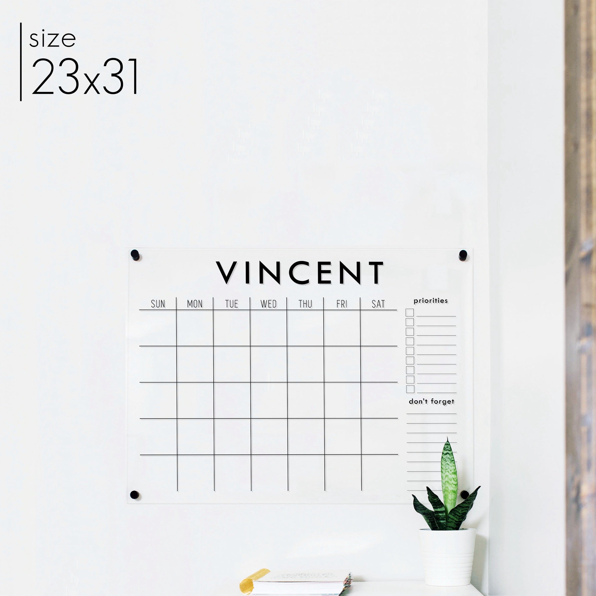 Monthly Acrylic Calendar + 2 Sections | Horizontal Madi