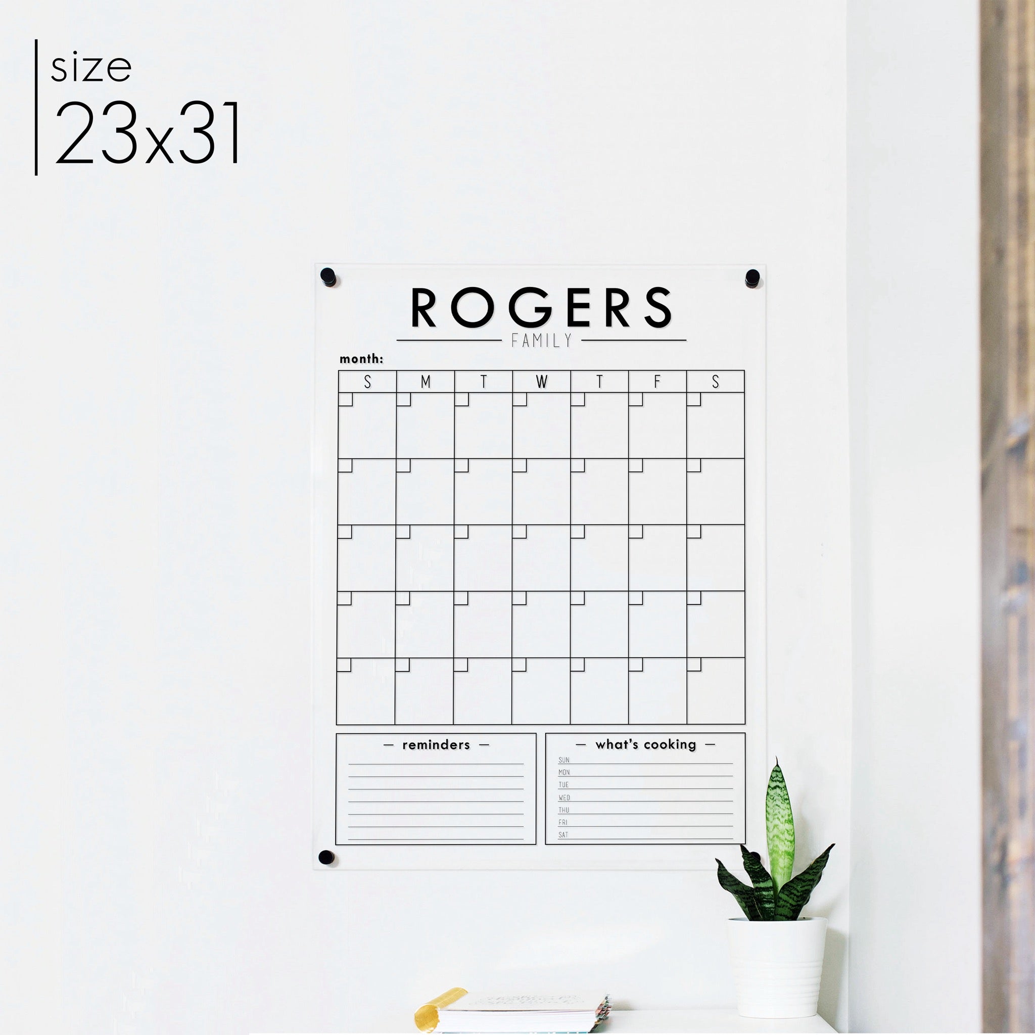 Monthly Acrylic Calendar + 2 Sections | Vertical Craig