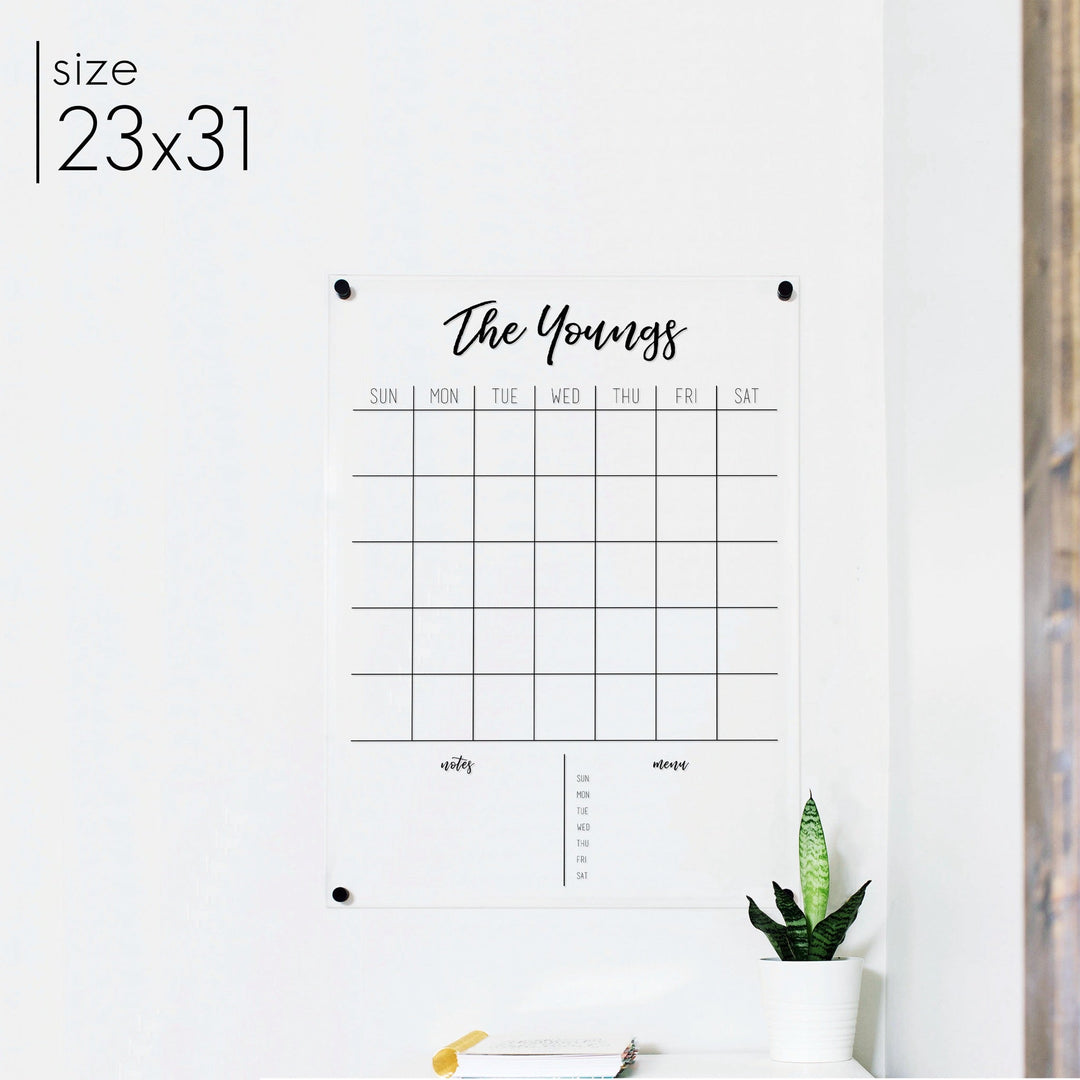 Monthly Acrylic Calendar + 2 Sections | Vertical Traeger