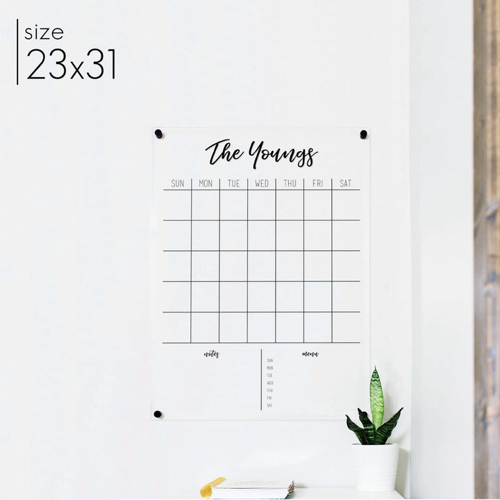 Monthly Acrylic Calendar + 2 Sections | Vertical Traeger