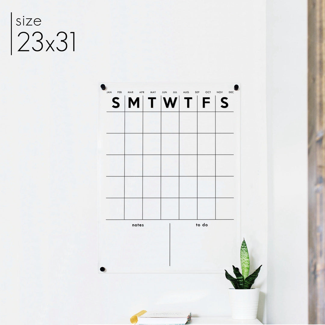 Monthly Acrylic Calendar + 2 Sections | Vertical Minimalist