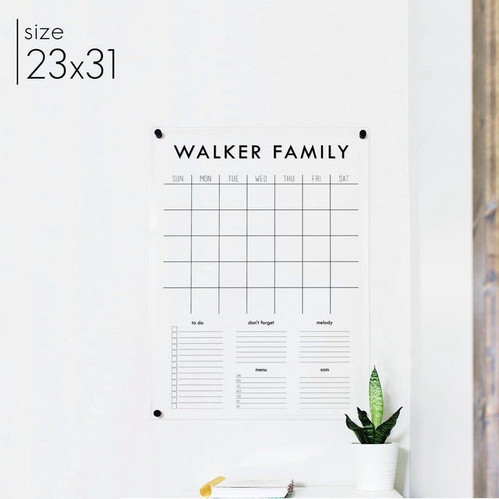 Monthly Acrylic Calendar + 5 Sections | Vertical Madi