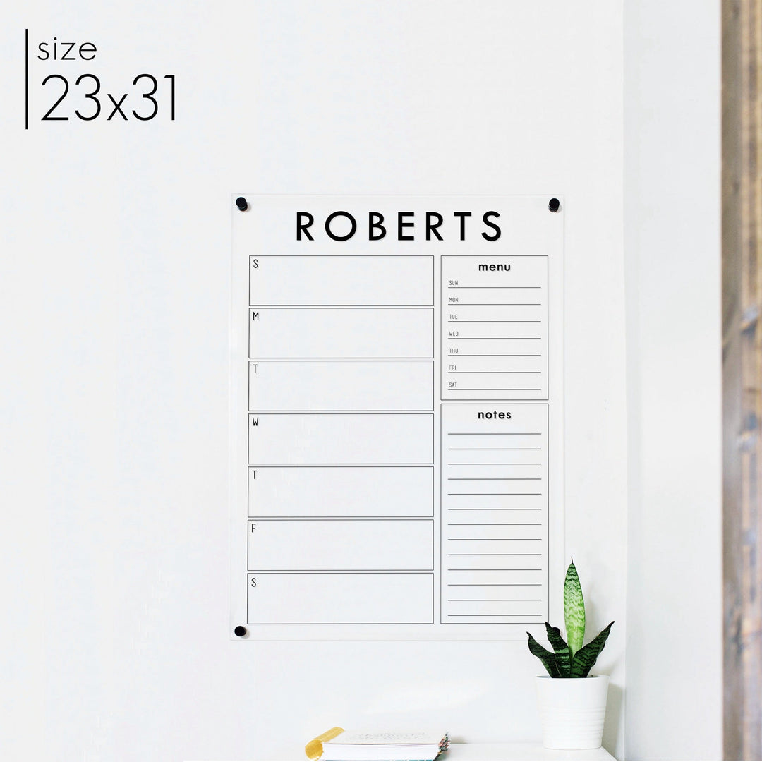 Weekly Acrylic Calendar + 2 Sections | Vertical Craig