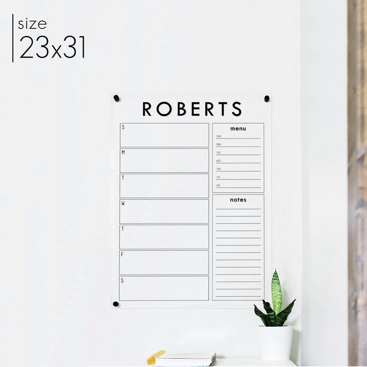 Weekly Acrylic Calendar + 2 Sections | Vertical Craig