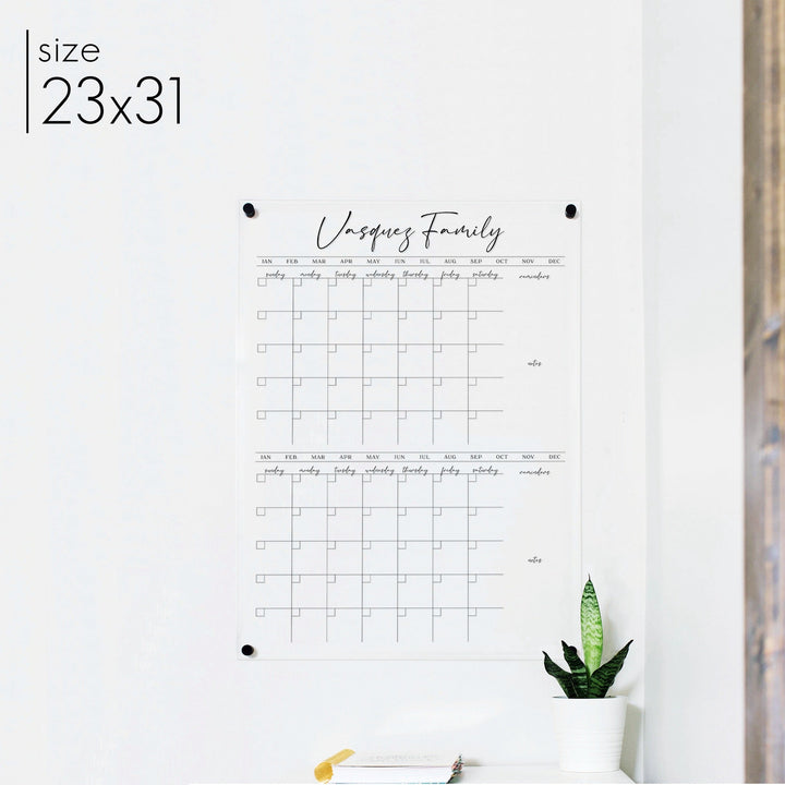 2 Month Acrylic Calendar + 4 Sections | Vertical Pennington