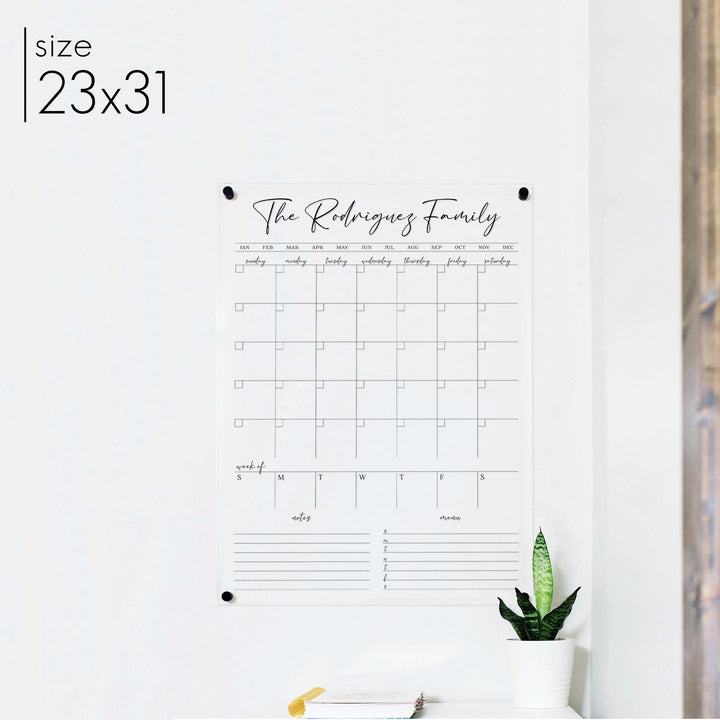 Week & Month Acrylic Calendar + 2 Sections | Vertical Pennington