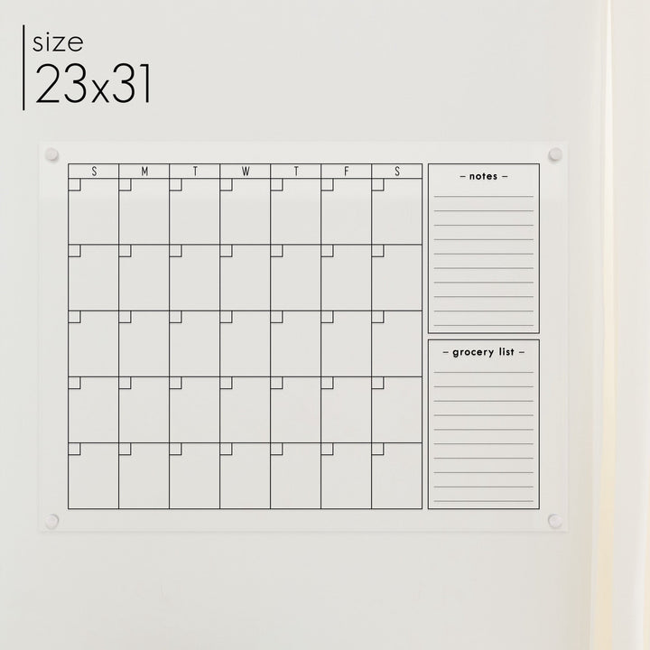 Monthly Acrylic Calendar + 2 Sections | Horizontal Multi-style