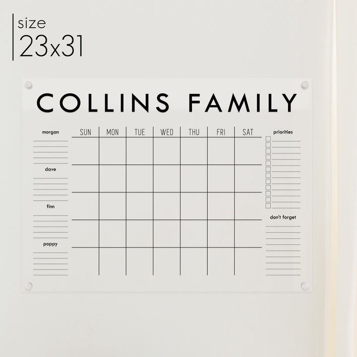 Monthly Acrylic Calendar + 6 Sections | Horizontal Madi