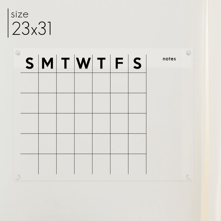 Monthly Acrylic Calendar + 1 Section | Horizontal Minimalist