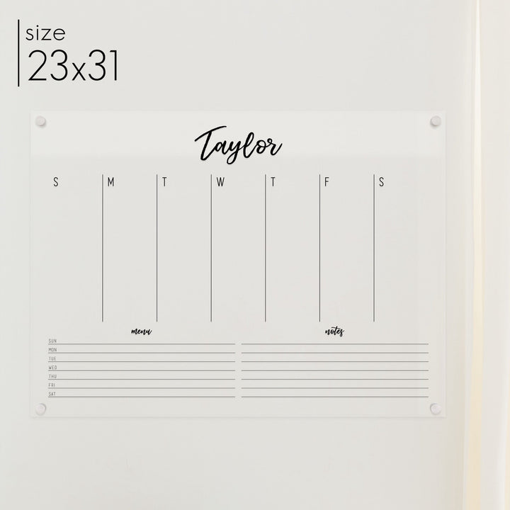 Weekly Acrylic Calendar + 2 Sections | Horizontal Traeger